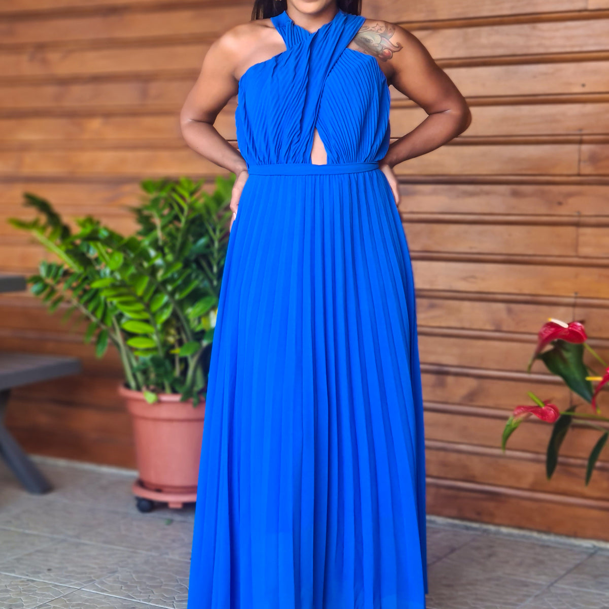 Robe Fleurie Style Jupe Croisée Rouge/bleu/orange - Taille 16 - Marque Angeleye