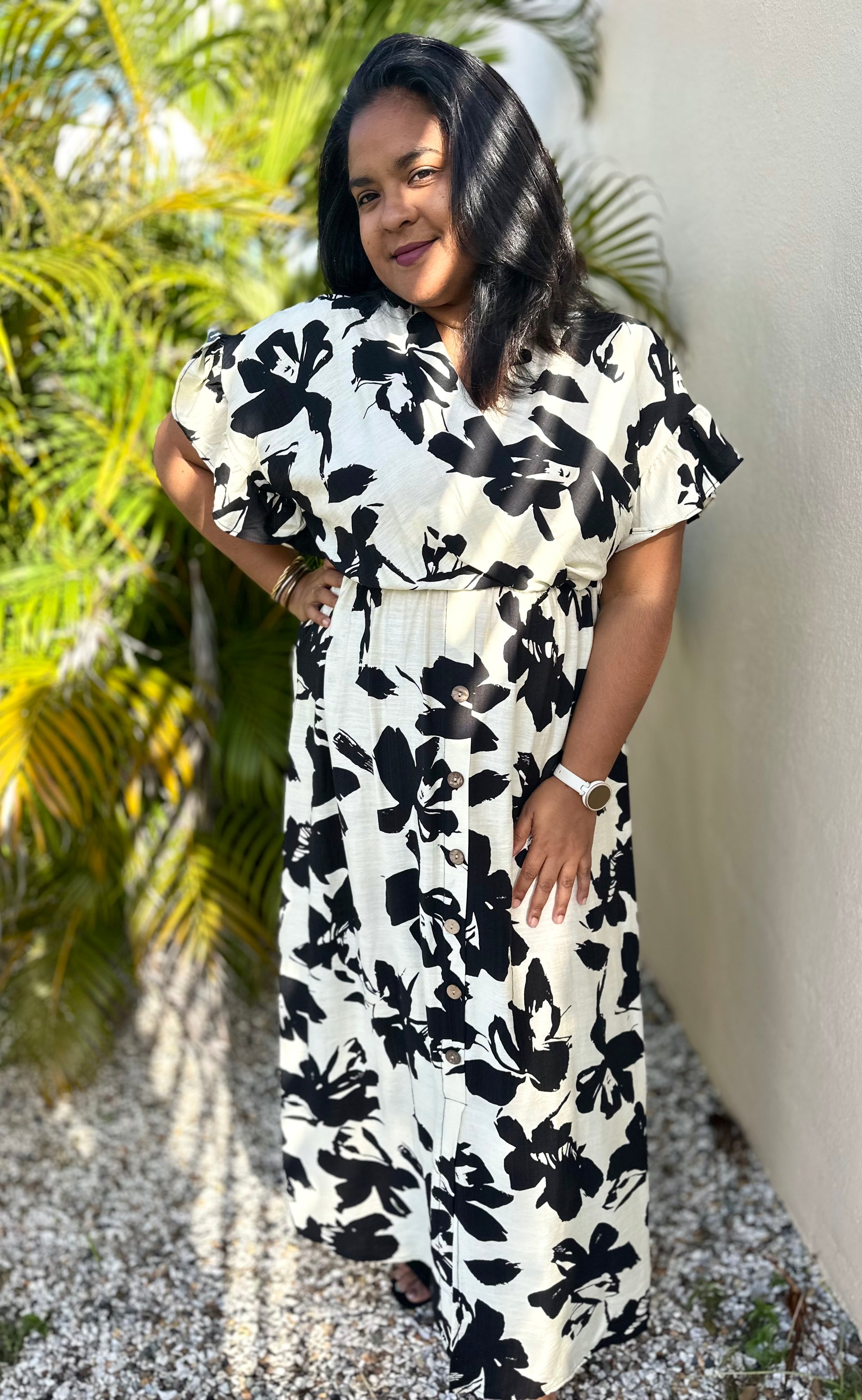 Robe Longue Fleurie Noire – Glam&K