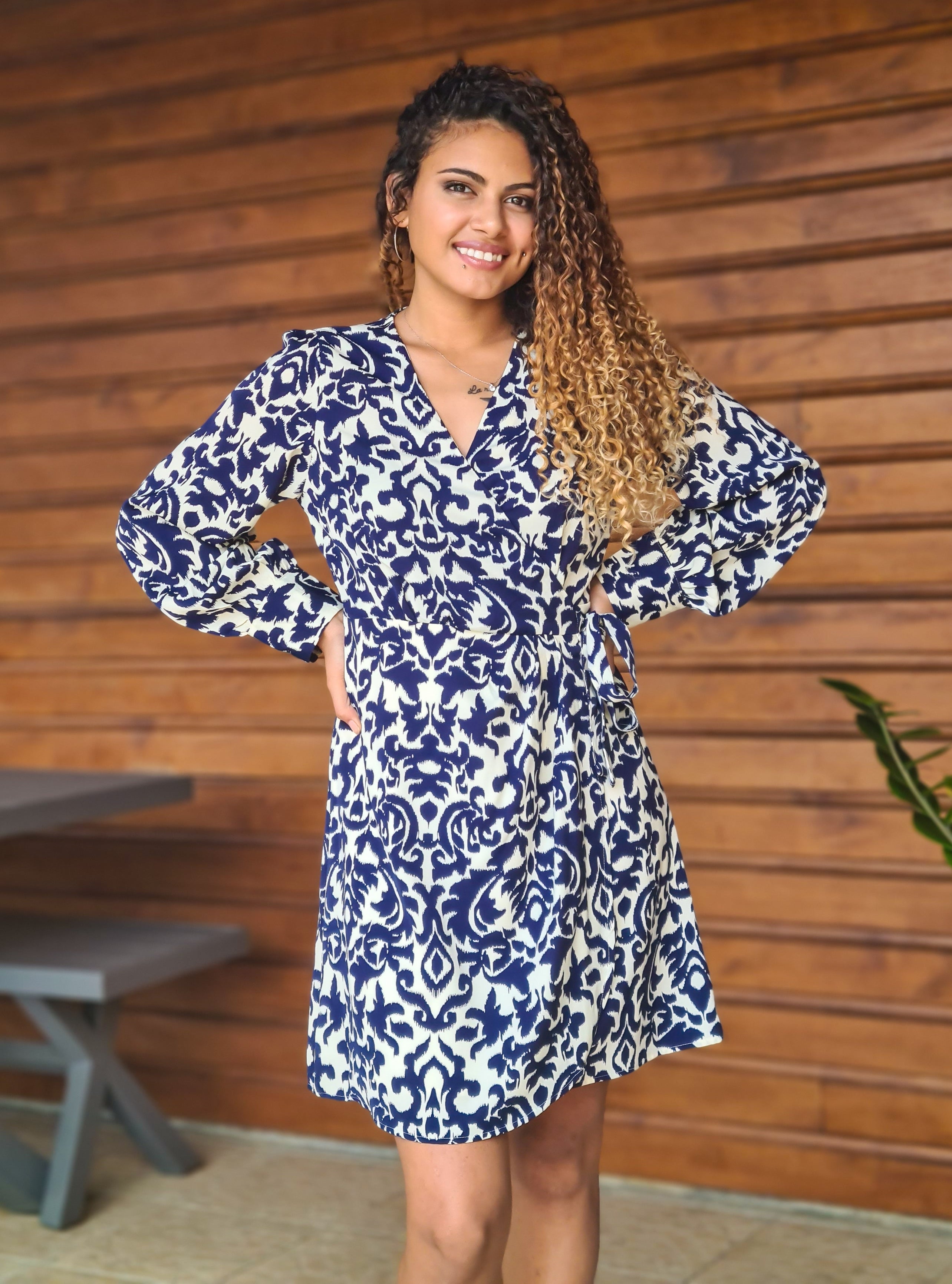 Robe Cache Coeur Portefeuille Robe Cache-Coeur Bleu Marine – Glam&K