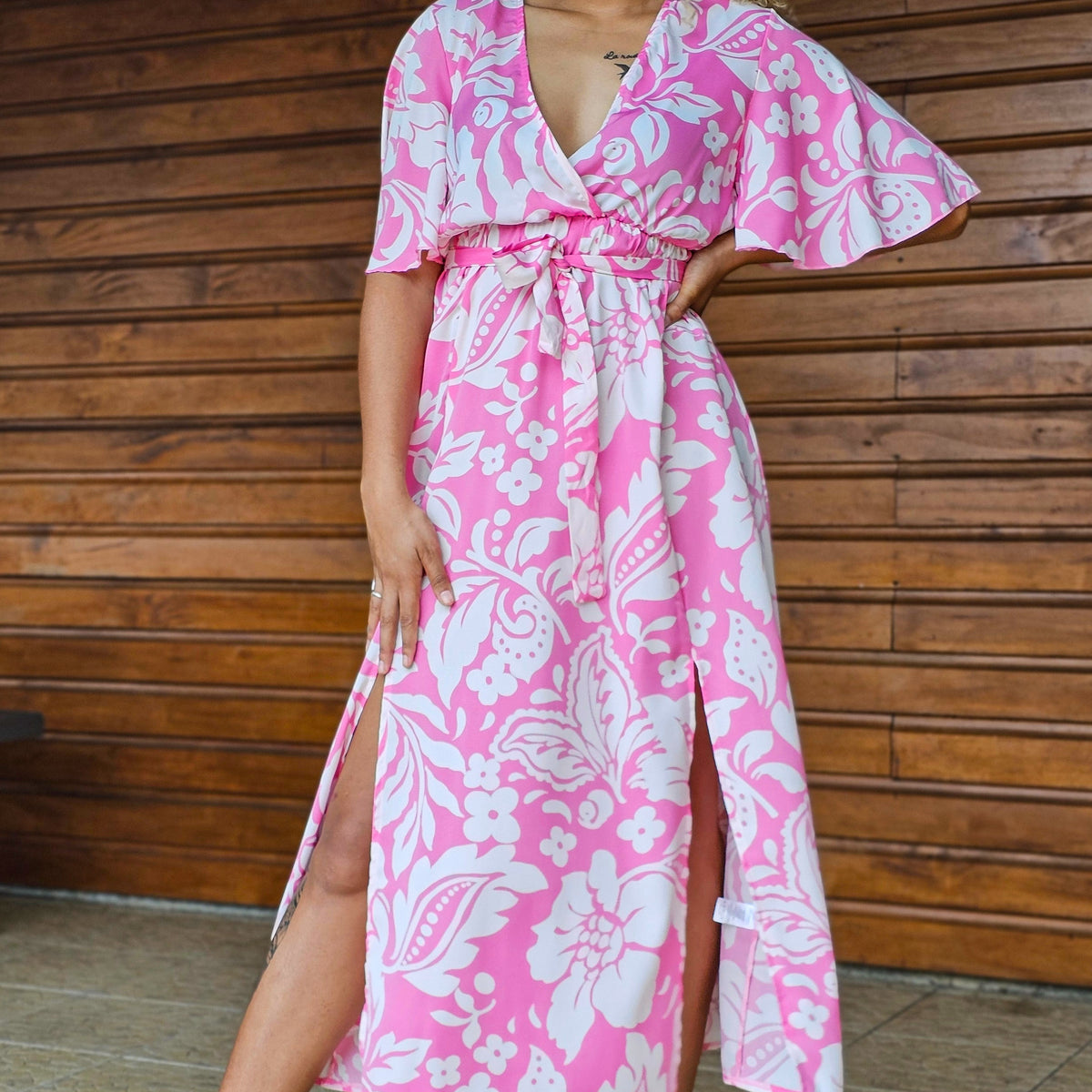 Robe Longue Florale Rose – Glam&K